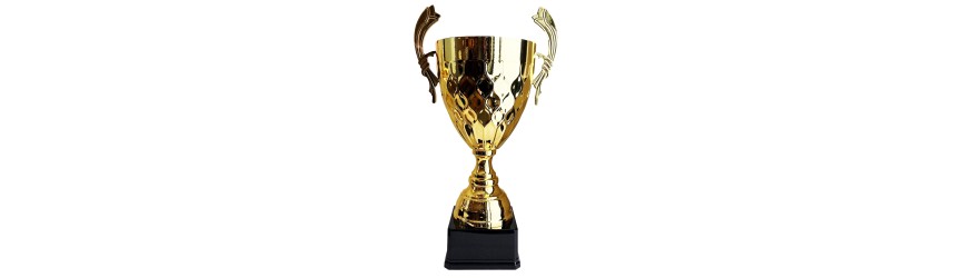 LARGE GOLD METAL HANDLED TROPHY CUP - 3 SIZES - 44CM to 61CM